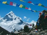 Ama Dablam looms large in the distance. 